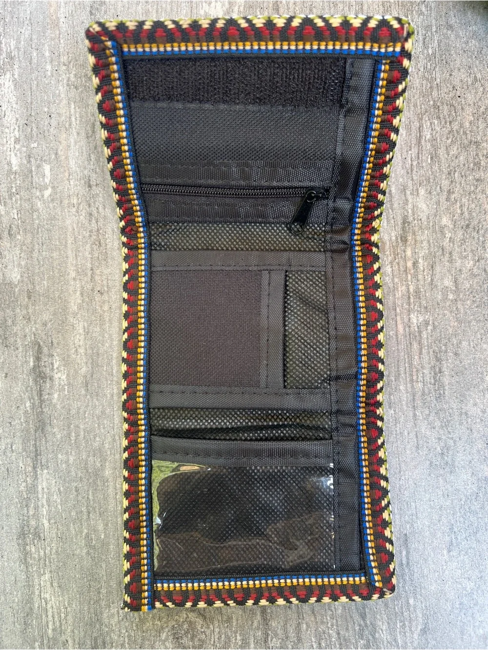 Embroidered Black Fold Wallet with White Yak Motif